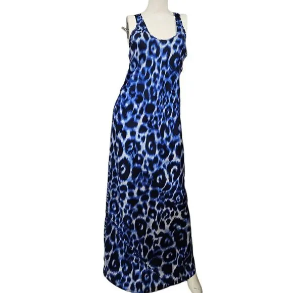Calvin Klein Blue Maxi Dress Animal Print Small